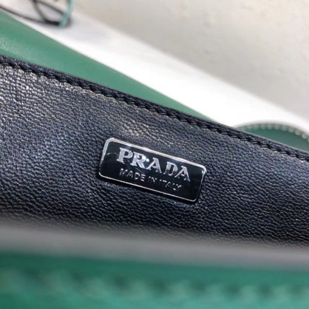 Prada Studded Cahier Calf Leather Shoulder Bag 1BD045 Green 2018