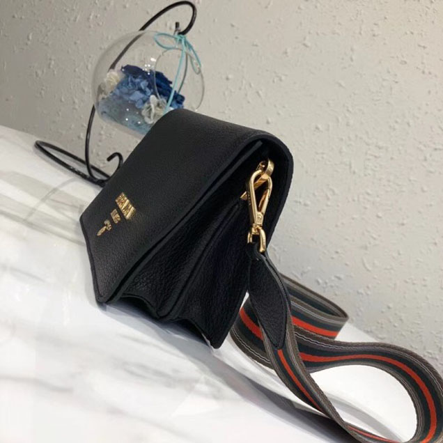 Prada Calf Leather Shoulder Bag 1BD102 Black 2018