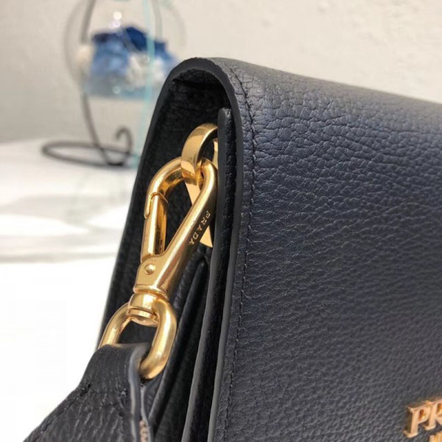 Prada Calf Leather Shoulder Bag 1BD102 Black 2018