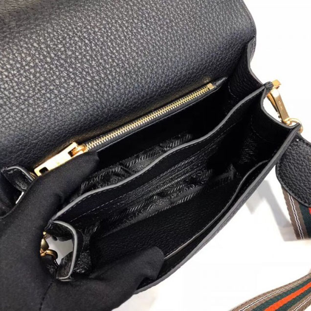 Prada Calf Leather Shoulder Bag 1BD102 Black 2018