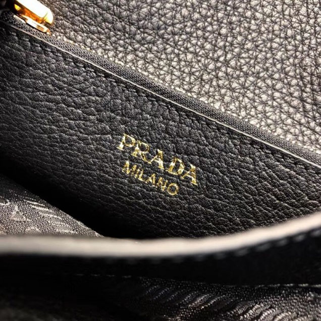 Prada Calf Leather Shoulder Bag 1BD102 Black 2018