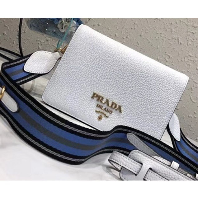 Prada Calf Leather Shoulder Bag 1BD102 White 2018