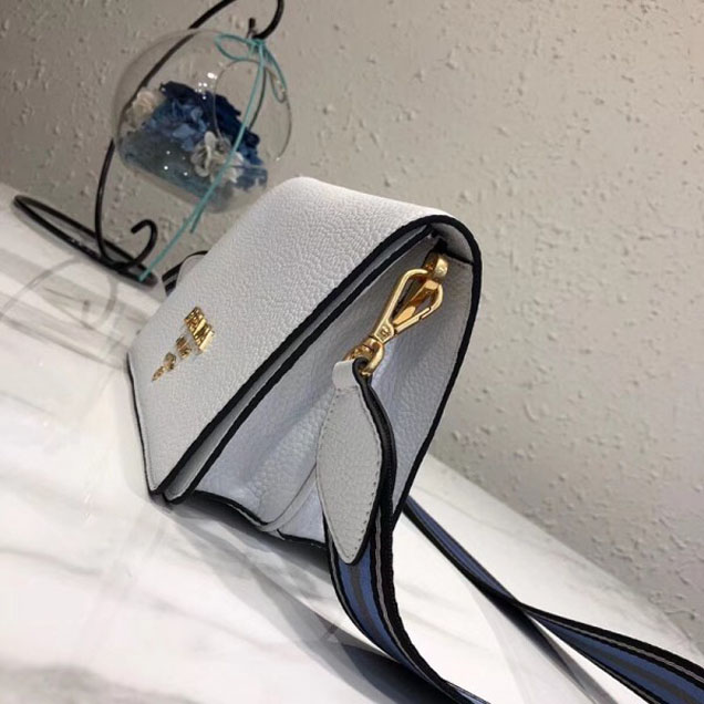 Prada Calf Leather Shoulder Bag 1BD102 White 2018