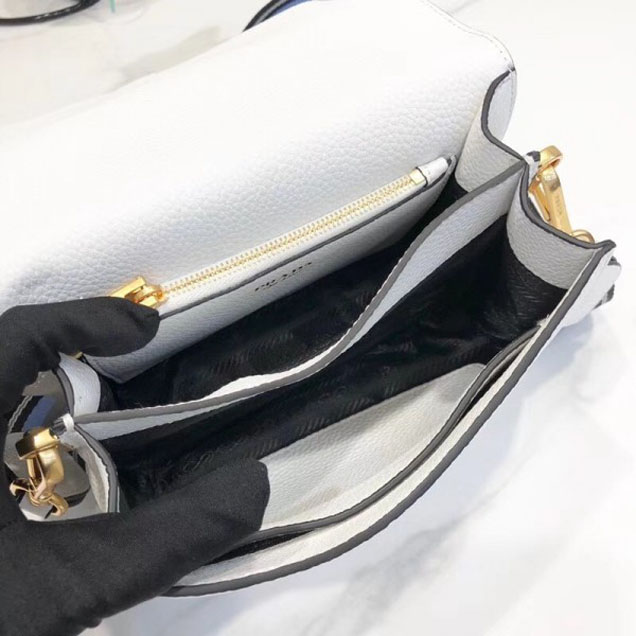 Prada Calf Leather Shoulder Bag 1BD102 White 2018