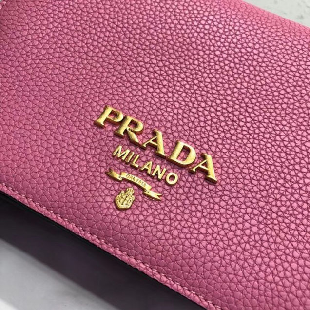 Prada Calf Leather Shoulder Bag 1BD102 Pink 2018