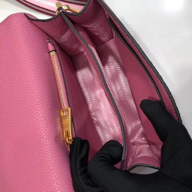 Prada Calf Leather Shoulder Bag 1BD102 Pink 2018