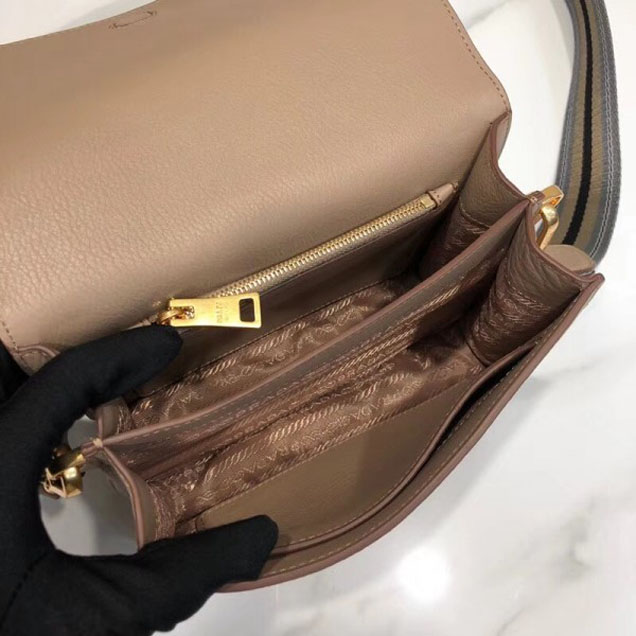 Prada Calf Leather Shoulder Bag 1BD102 Camel 2018