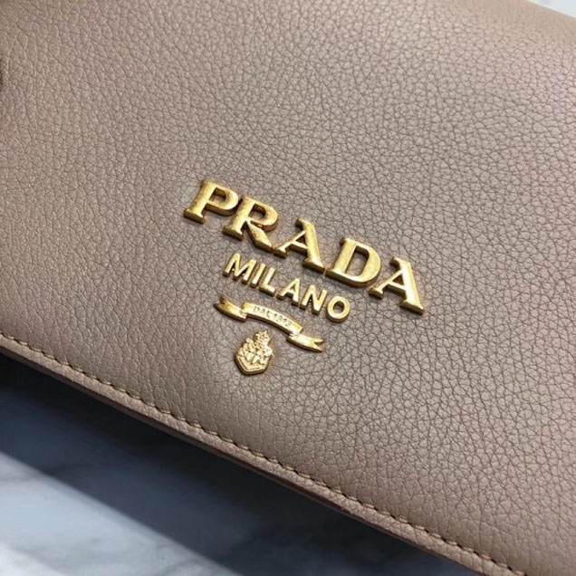 Prada Calf Leather Shoulder Bag 1BD102 Camel 2018