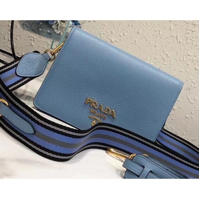 Prada Calf Leather Shoulder Bag 1BD102 Light Blue 2018