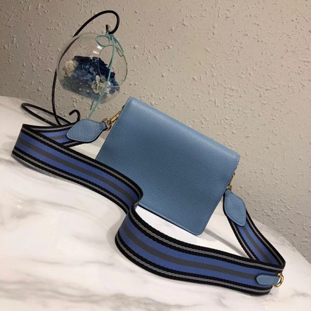 Prada Calf Leather Shoulder Bag 1BD102 Light Blue 2018