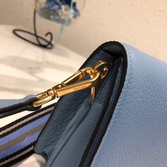 Prada Calf Leather Shoulder Bag 1BD102 Light Blue 2018