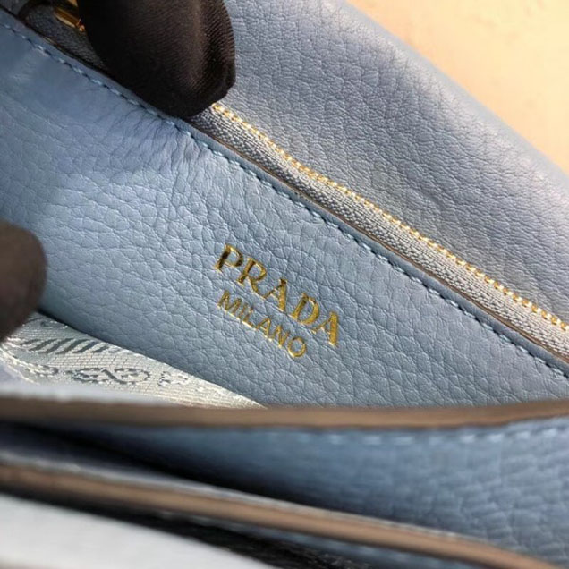 Prada Calf Leather Shoulder Bag 1BD102 Light Blue 2018