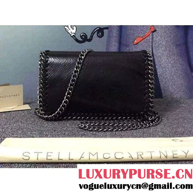 Stella McCartney Falabella Cross Body Bag Black Snake Veins (WJ-121346 )