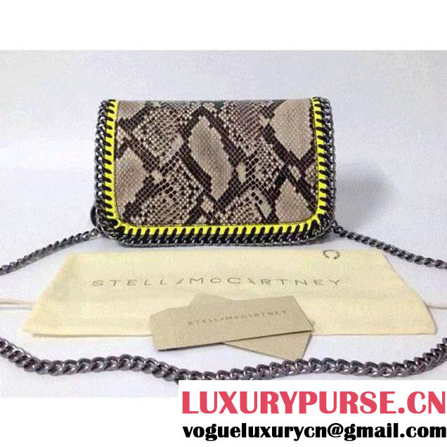 Stella McCartney Falabella Cross Body Bag Grey Snake Veins with Yellow (WJ-121349 )