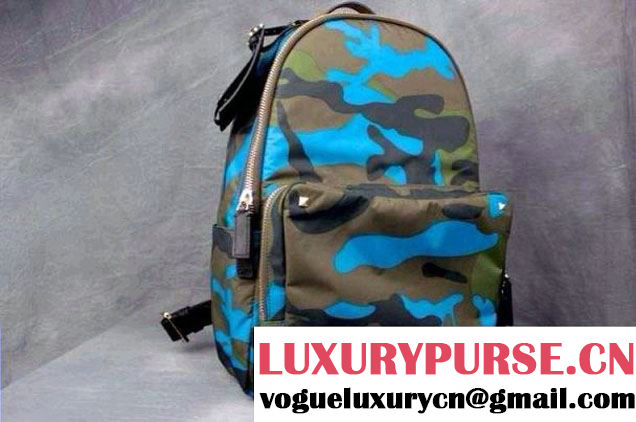 Valentino Camouflage Backpack in Blue