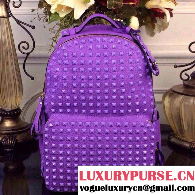 Valentino Rockstud Backpack Bag Purple 2014