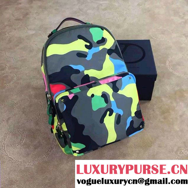 Valentino Psychedelic Camouflage Nylon Medium Backpack 2015