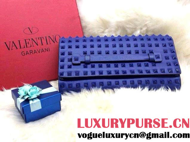 Valentino All Over Rockstud Clutch Bag Blue 2015