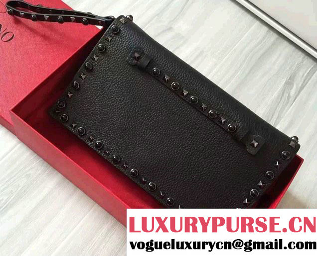 Valentino Rockstud Rolling Noir Clutch Large Bag 2016