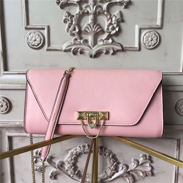 Valentino Garavani Demilune Chain Clutch Bag Calfskin Leather Pre-Fall 2017 Bag Collection Light Pink