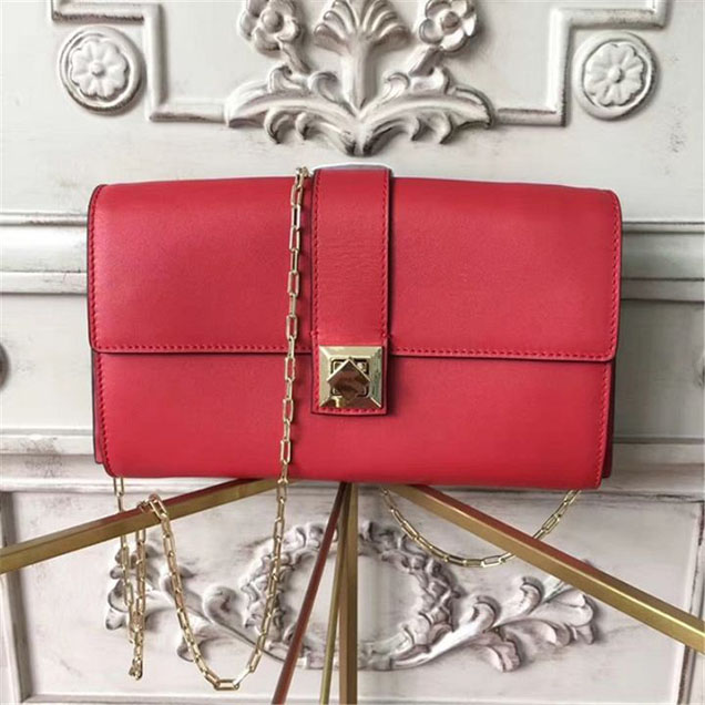 Valentino Garavani Chain Clutch 25cm Bag Calfskin Leather Fall Winter 2017 Collection Red