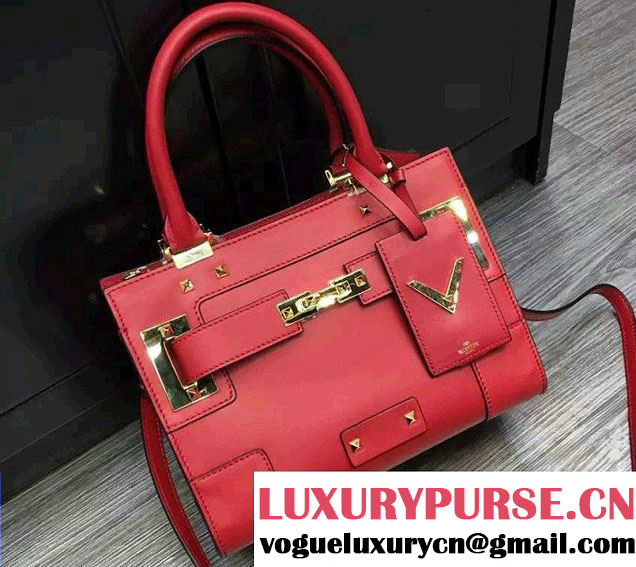 Valentino Small My Rockstud Double Handle Bag Red 2016