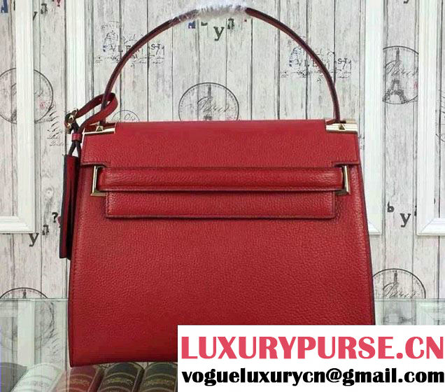 Valentino Grained Leather My Rockstud Single Handle Large Bag Red 2016