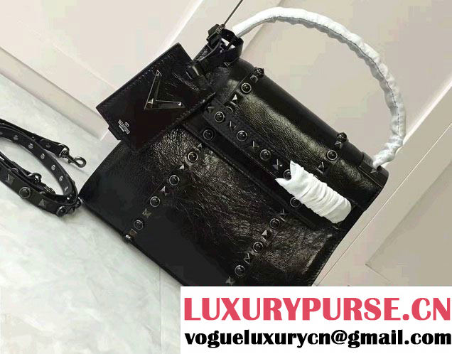 Valentino My Rockstud Rolling Small Single Handle Bag Crinkled Noir 2017