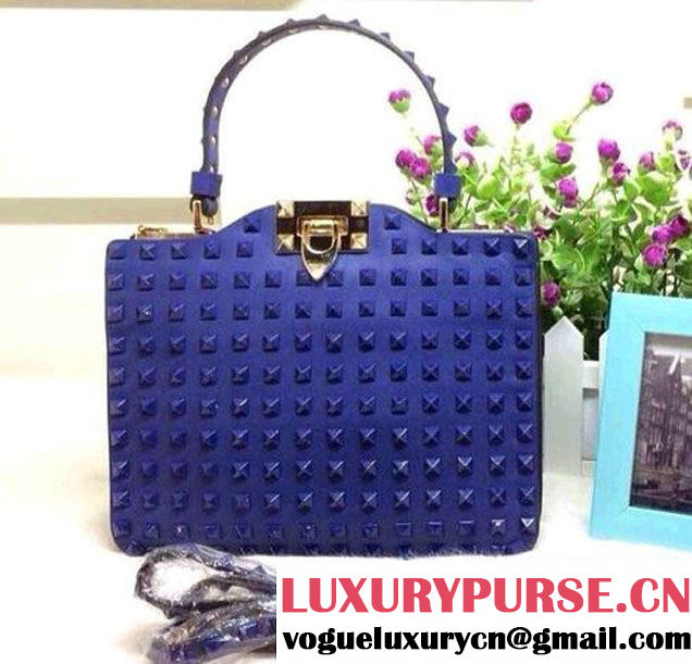 Valentino All Over Rockstud Tote Bag 01 Blue 2015