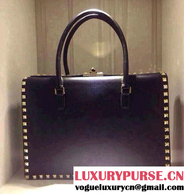 Valentino Rockstud Tote Bag Black 2015