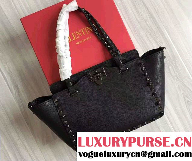 Valentino Rockstud Rolling Noir Small Tote Bag 2016