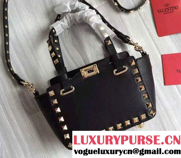 Valentino Rockstud Micro Shoulder Tote Bag Black 2016