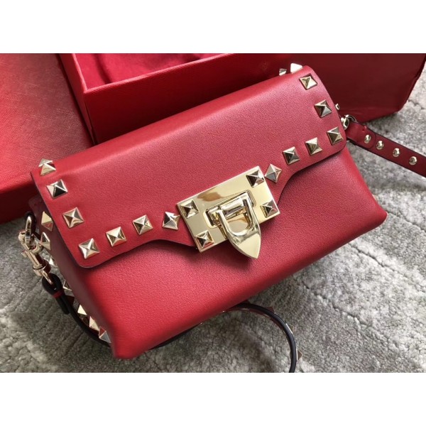 Valentino Leather Rockstud Mini Crossbody Bag 0045 Red 2019