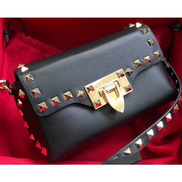 Valentino Leather Rockstud Mini Crossbody Bag 0045 Black 2019