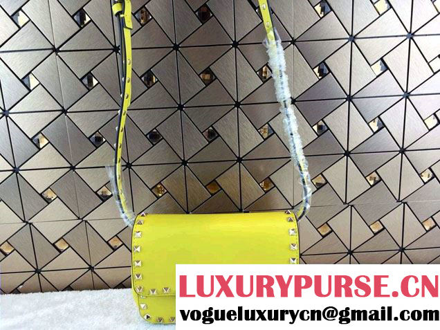 Valentino Rockstud Leather Crossbody Bag 00330 Yellow 2014