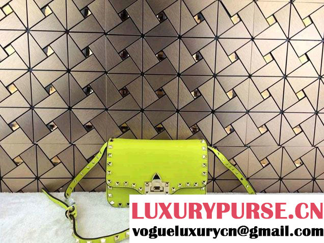 Valentino Rockstud Leather Crossbody Bag 00330 Fluo Yellow 2014