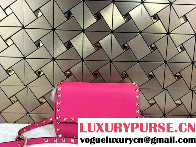 Valentino Rockstud Leather Crossbody Bag 00330 Fushia 2014