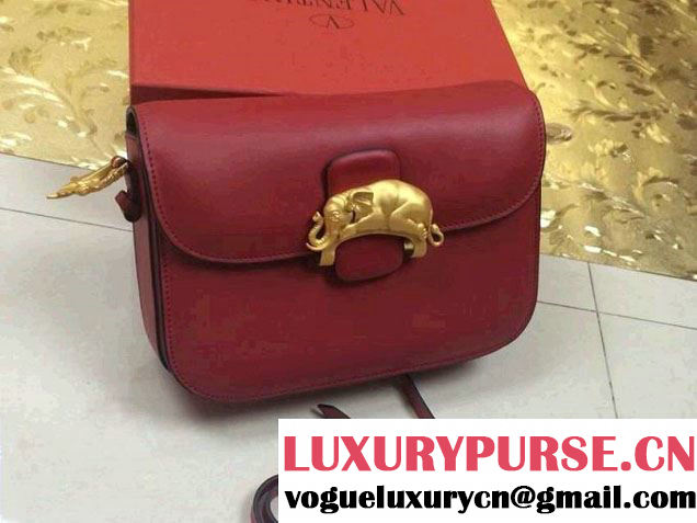 Valentino Elephant Scarab Flap Shoulder Bag Red Fall 2014