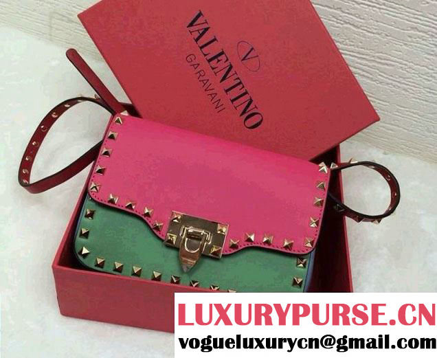 Valentino Colorblock Rockstud Leather Crossbody Bag Fushia Fall 2014