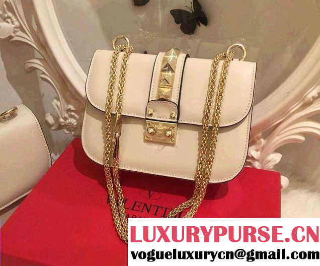 Valentino Rockstud Chain Shoulder Mini Bag Creamy