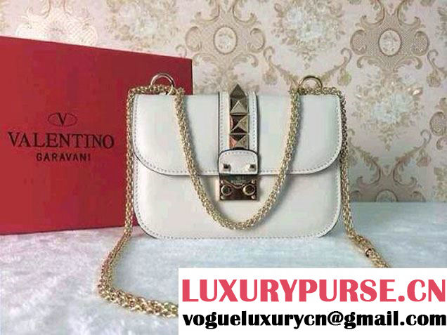 Valentino Rockstud Chain Shoulder Mini Bag White