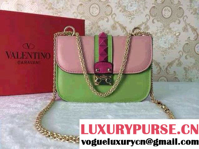 Valentino Rockstud Chain Shoulder Mini Bag Pink/Green