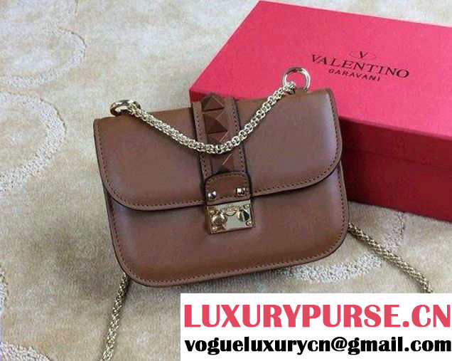 Valentino Rockstud Chain Shoulder Mini Bag Caramel