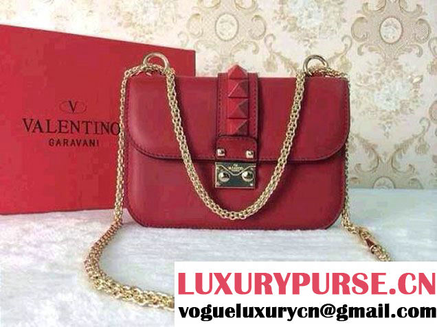 Valentino Rockstud Chain Shoulder Mini Bag Red