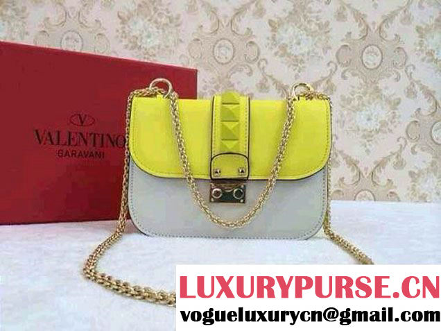 Valentino Rockstud Chain Shoulder Mini Bag Yellow/White