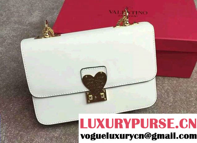 Valentino "L'Amour" Chain Flap Shoulder Bag White 2015