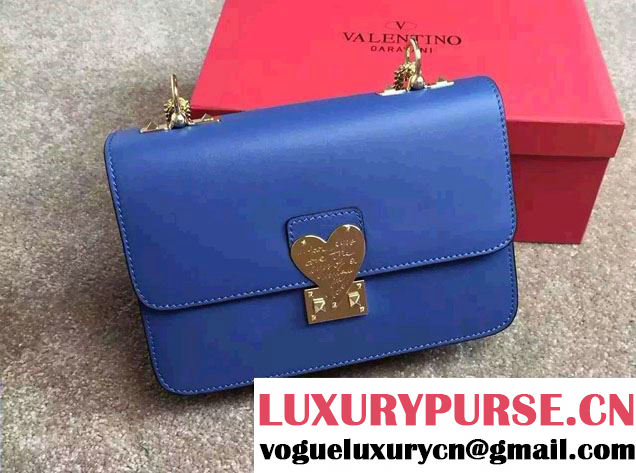 Valentino "L'Amour" Chain Flap Shoulder Bag Blue 2015