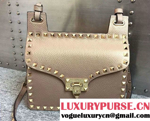 Valentino Grained Leather Rockstud Round Flap Shoulder Bag Gold 2015/2016