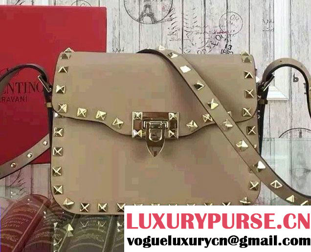 Valentino Rockstud Round Flap Shoulder Small Bag Nude 2015/2016