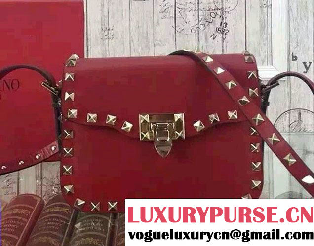 Valentino Rockstud Round Flap Shoulder Small Bag Red 2015/2016